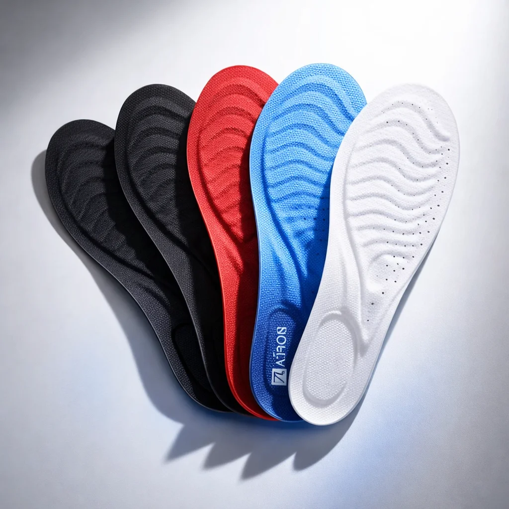 Skysole støtdempende innleggssåler til treningssko - detalj av sky-demping og buestotte